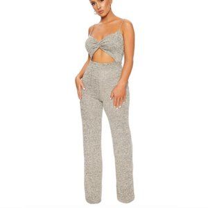 Naked Wardrobe Hole’d Me Down Grey Crop Jumpsuit